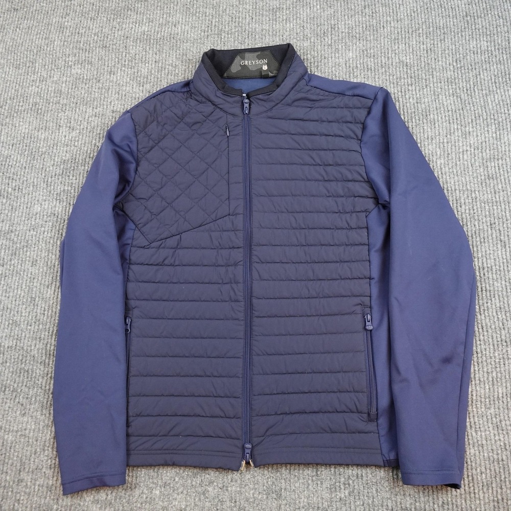 Greyson Yukon Hybrid Jacket Mens Large Blue Full Zip Insulated Softshell Golf